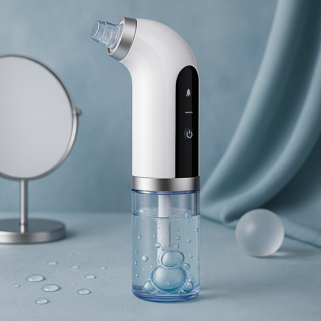 Electric Blackhead Vacuum Remover with water chamber and nozzle for deep skin cleansing.